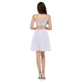 Grace Karin nuevo conjunto de dos piezas sexy lentejuelas blanco vestido de fiesta con cuentas CL008913-3